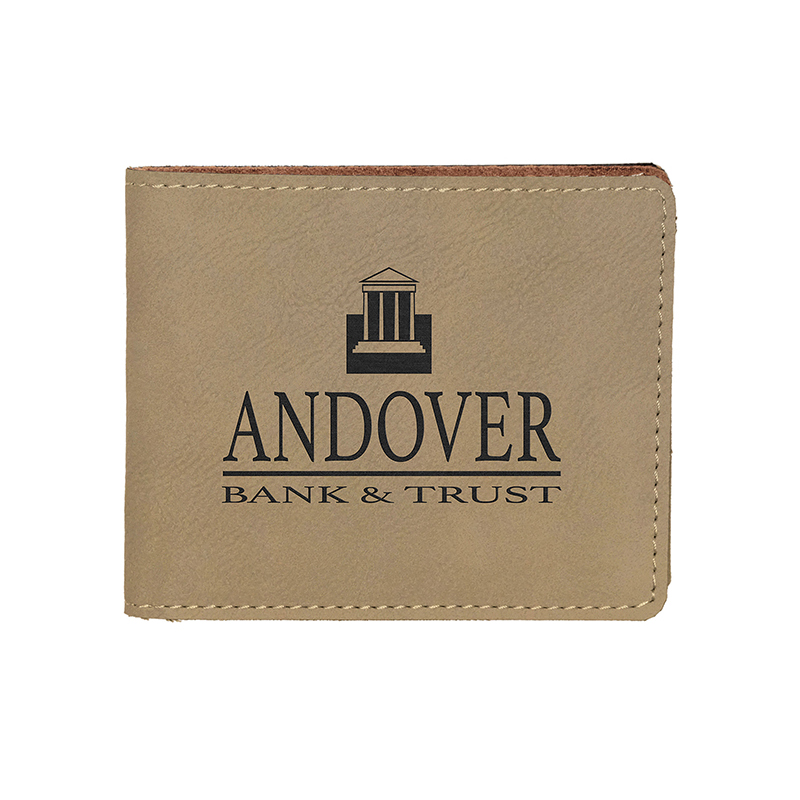 กระเป๋าสตางค์ผู้ชาย Bifold Leatherette Laserable พร้อมกระเป๋าใส่เหรียญ
