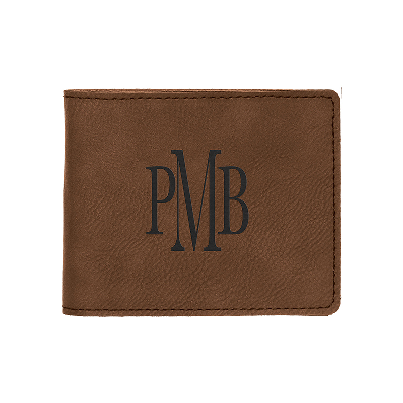 กระเป๋าสตางค์ผู้ชาย Bifold Leatherette Laserable พร้อมกระเป๋าใส่เหรียญ