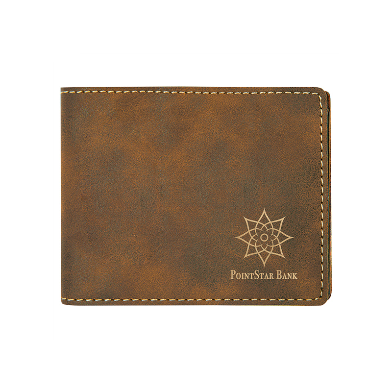 กระเป๋าสตางค์ผู้ชาย Bifold Leatherette Laserable พร้อมกระเป๋าใส่เหรียญ