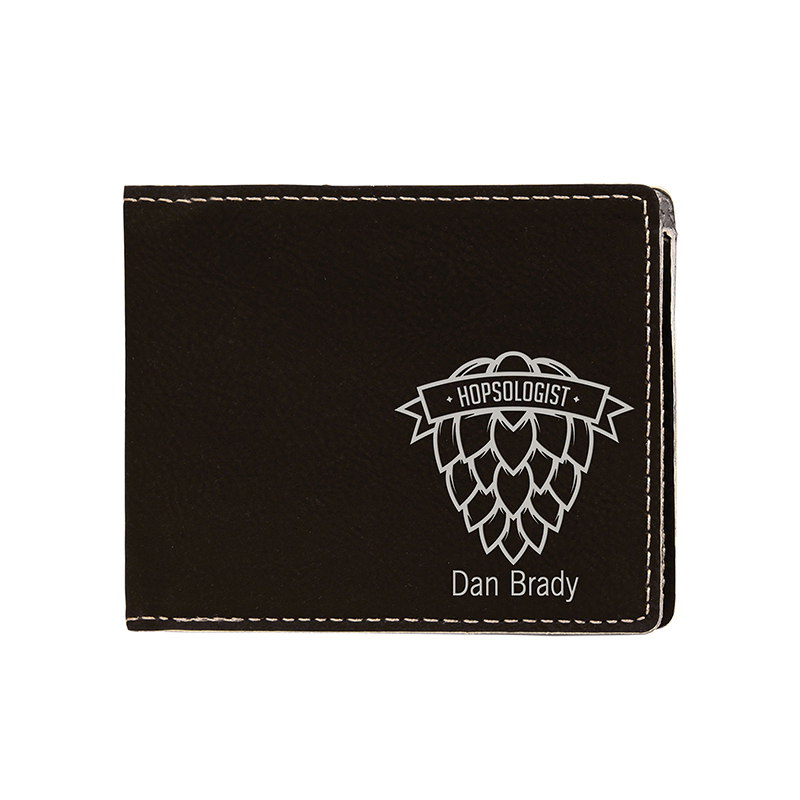 กระเป๋าสตางค์ผู้ชาย Bifold Leatherette Laserable พร้อมกระเป๋าใส่เหรียญ
