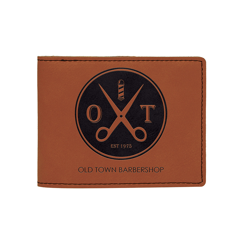 กระเป๋าสตางค์ผู้ชาย Bifold Leatherette Laserable พร้อมกระเป๋าใส่เหรียญ