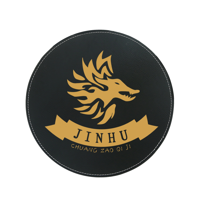 แผ่นรองเมาส์กลมหนังเทียมเลเซอร์ได้ 20*20ซม