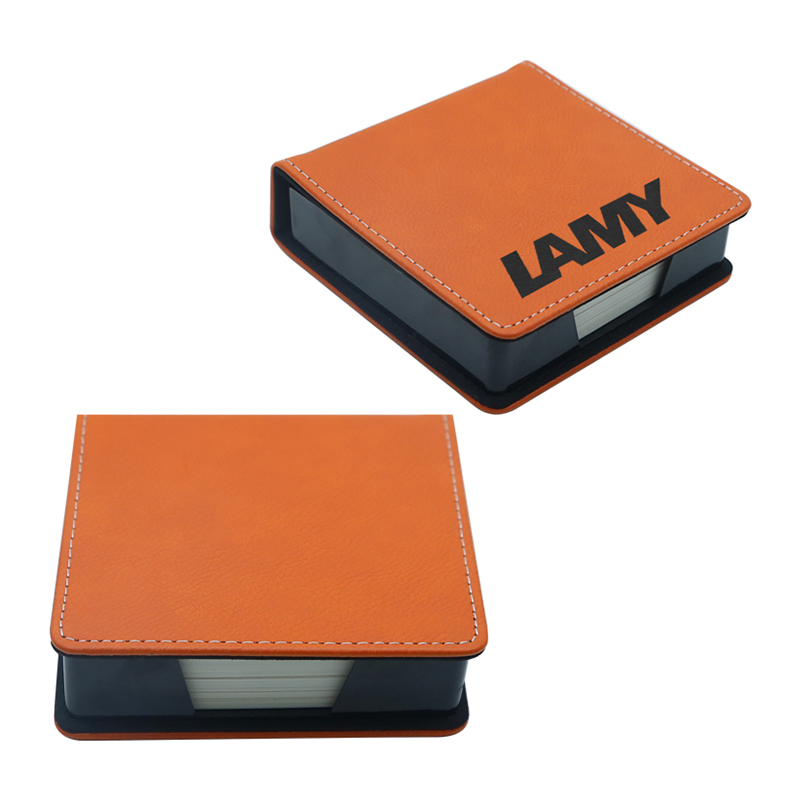 ที่ใส่กระดาษโน้ตสี่เหลี่ยมหนังเทียมแบบ Laserable