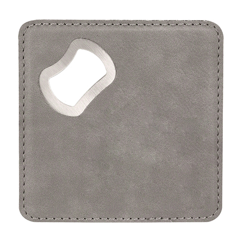 ที่รองแก้วที่เปิดขวดหนังเทียมแบบ Square Laserable