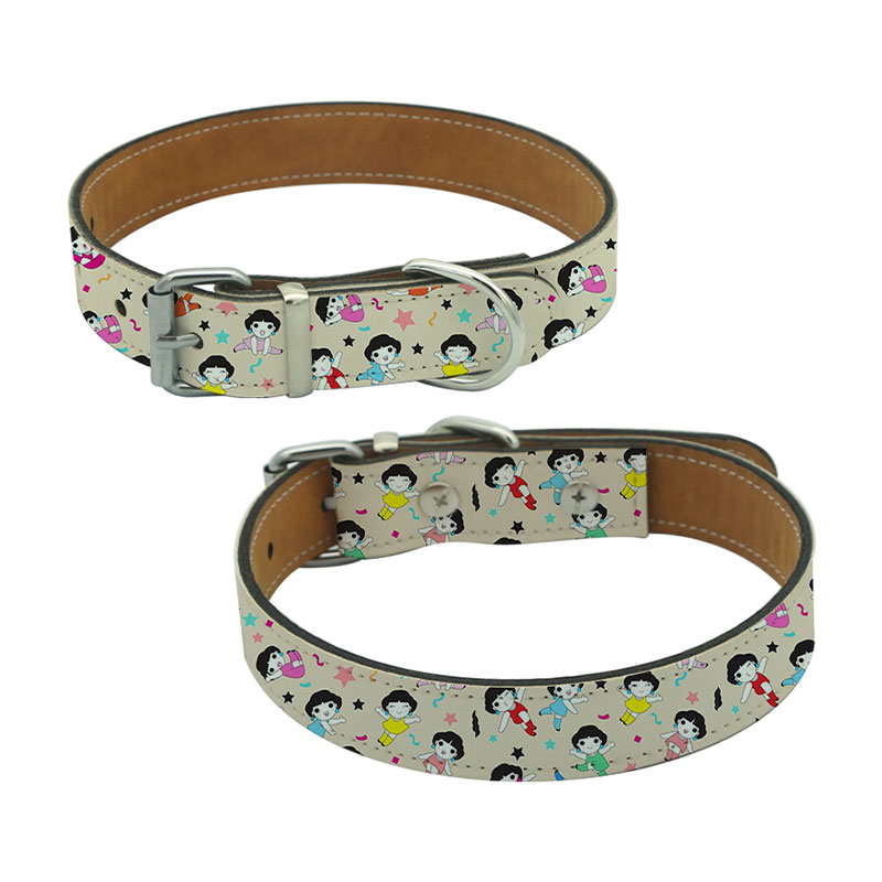 ปลอกคอสุนัขหนังเทียม Sublimation - M