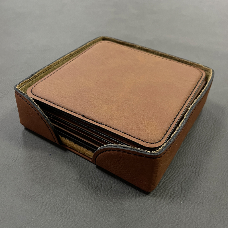 ที่รองแก้วหนังเทียมทรงสี่เหลี่ยมขนาด 4' x 4' ชุดที่รองแก้ว 6 อันพร้อมตัวยึด ที่รองแก้วหนังเทียมทรงสี่เหลี่ยมขนาด 4' x 4' ชุดที่รองแก้ว 6 อันพร้อมตัวยึด