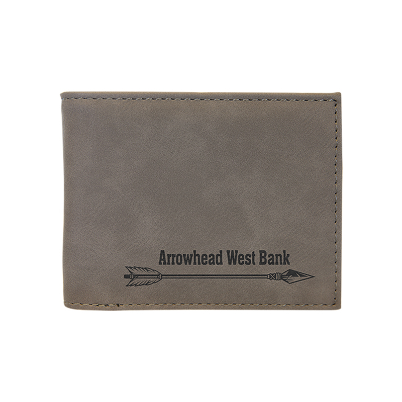 กระเป๋าสตางค์ Bi-Fold หนังเทียมแบบ Laserable พร้อมจอแสดง ID แบบพลิกได้ กระเป๋าสตางค์ Bi-Fold หนังเทียมแบบ Laserable พร้อมจอแสดง ID แบบพลิกได้