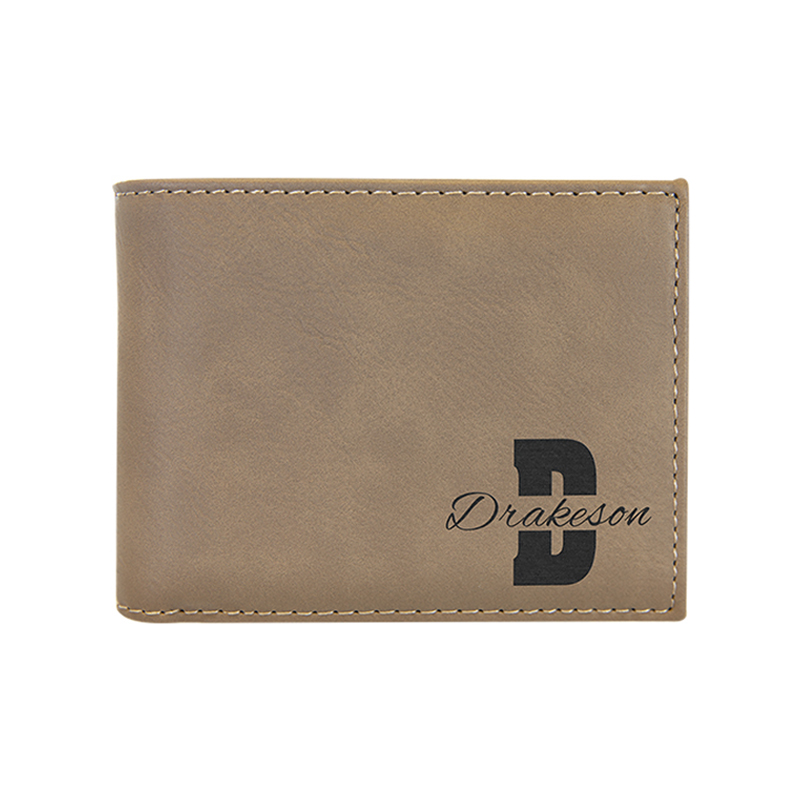 กระเป๋าสตางค์ Bi-Fold หนังเทียมแบบ Laserable พร้อมจอแสดง ID แบบพลิกได้ กระเป๋าสตางค์ Bi-Fold หนังเทียมแบบ Laserable พร้อมจอแสดง ID แบบพลิกได้