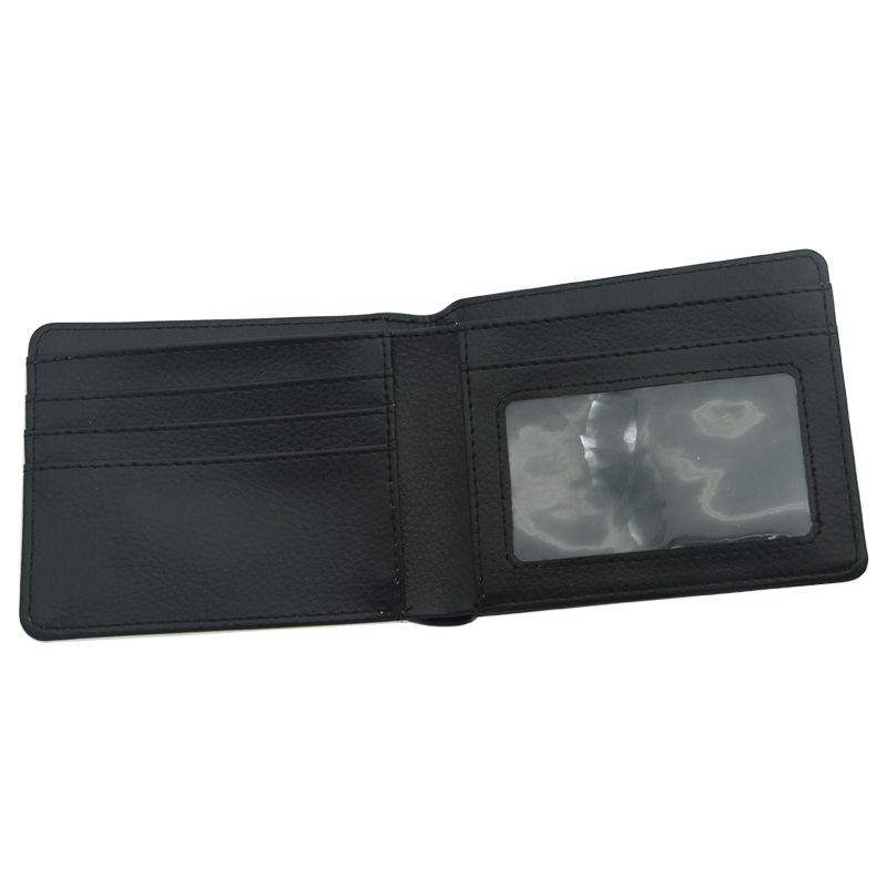 กระเป๋าสตางค์ Bi-Fold หนังระเหิดสำหรับผู้ชายพร้อมหน้าต่างรูปถ่าย