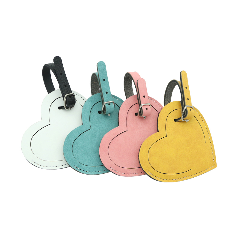 แท็กกระเป๋าหนัง PU สองด้านสีสันสดใสระเหิด - หัวใจ